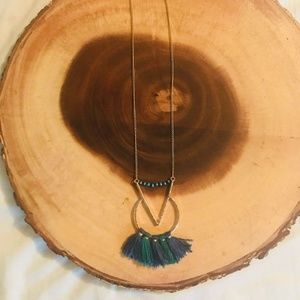 Long Blue and Green Boho Necklace